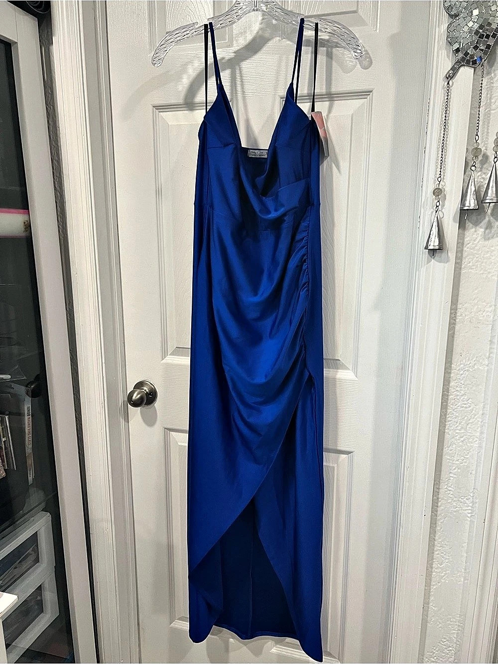 Haley & Jane Draped Maxi Dress in Blue Size XL NWT